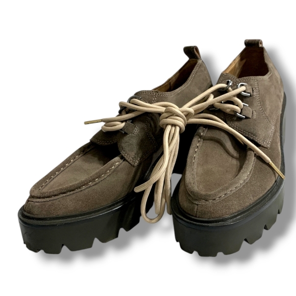 NWOB SAM EDELMAN Monna Lace up Lug Sole Loafer in desert olive, sz 7 - Picture 4 of 15